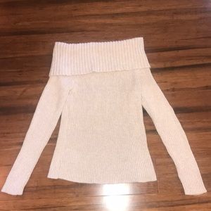 Hollister tan, cow neck,off the shoulder sweater